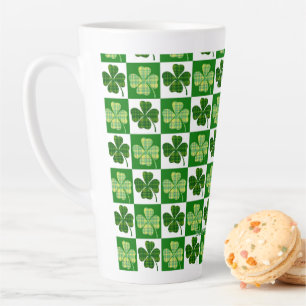 SlipperyJoe's green four-leaf clovers Saint Patric Latte Mug