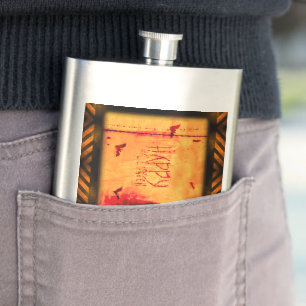 SlipperyJoe's gritty Happy Halloween graphic jagge Hip Flask
