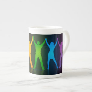 SlipperyJoe's group people holding hands forming l Bone China Mug
