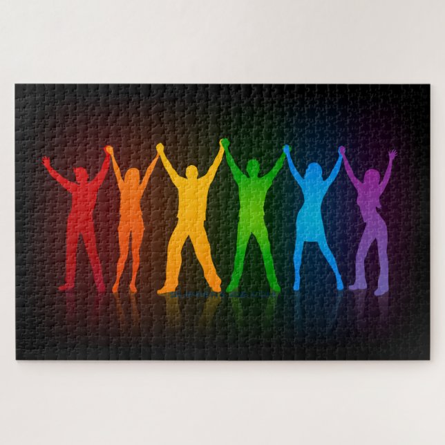 SlipperyJoe's group people holding hands forming l Jigsaw Puzzle (Horizontal)