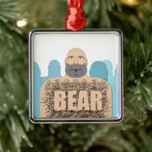 SlipperyJoe's hairy body bear body man unshaven ca Metal Tree Decoration
