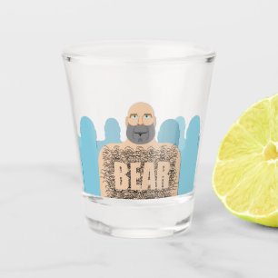 SlipperyJoe's hairy body bear body man unshaven ca Shot Glass