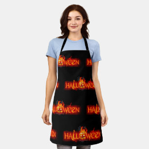 SlipperyJoe's Halloween massive fiery lettering ca Apron
