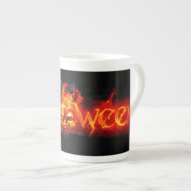 SlipperyJoe's Halloween massive fiery lettering ca Bone China Mug (Front Right)