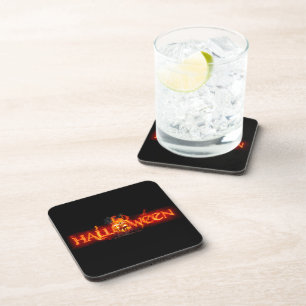 SlipperyJoe's Halloween massive fiery lettering ca Coaster