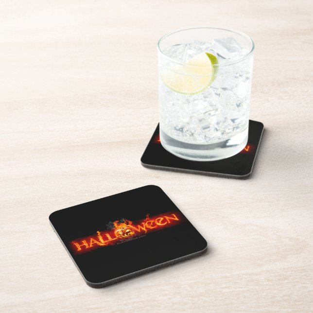 SlipperyJoe's Halloween massive fiery lettering ca Coaster (Right Side)