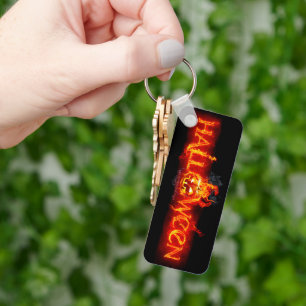 SlipperyJoe's Halloween massive fiery lettering ca Key Ring