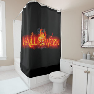 SlipperyJoe's Halloween massive fiery lettering ca Shower Curtain