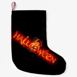 SlipperyJoe's Halloween massive fiery lettering ca Small Christmas Stocking