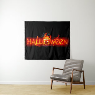 SlipperyJoe's Halloween massive fiery lettering ca Tapestry