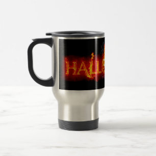 SlipperyJoe's Halloween massive fiery lettering ca Travel Mug