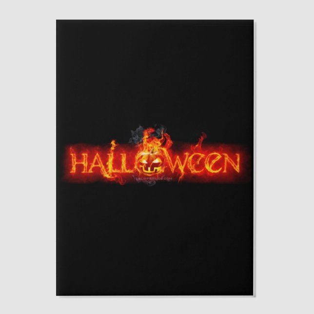 SlipperyJoe's Halloween massive fiery lettering ca Vellum Invitations (Front)
