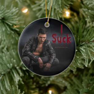SlipperyJoe's Halloween pale vampiric figure fangs Ceramic Tree Decoration