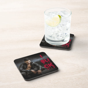 SlipperyJoe's Halloween pale vampiric figure fangs Coaster