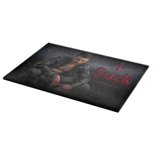 SlipperyJoe's Halloween pale vampiric figure fangs Cutting Board