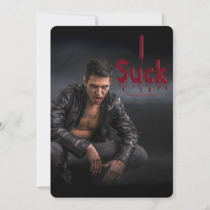 SlipperyJoe's Halloween pale vampiric figure fangs Holiday Card