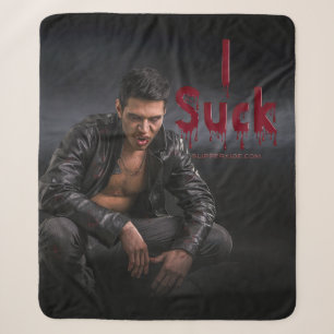 SlipperyJoe's Halloween pale vampiric figure fangs Sherpa Blanket