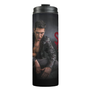 SlipperyJoe's Halloween pale vampiric figure fangs Thermal Tumbler