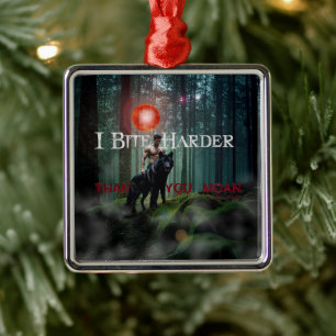 SlipperyJoe's Halloween shirtless muscular man bit Metal Tree Decoration