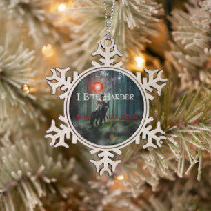 SlipperyJoe's Halloween shirtless muscular man bit Snowflake Pewter Christmas Ornament