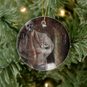 SlipperyJoe's Halloween transparent ghost-like man Ceramic Tree Decoration