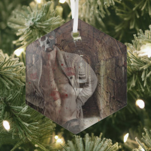 SlipperyJoe's Halloween transparent ghost-like man Glass Tree Decoration