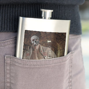 SlipperyJoe's Halloween transparent ghost-like man Hip Flask