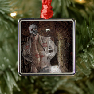SlipperyJoe's Halloween transparent ghost-like man Metal Tree Decoration