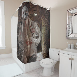 SlipperyJoe's Halloween transparent ghost-like man Shower Curtain