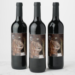 SlipperyJoe's Halloween transparent ghost-like man Wine Label