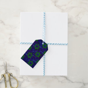 SlipperyJoe's Hanukkah green rows Stars of David c Gift Tags