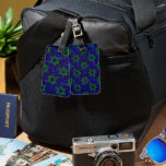 SlipperyJoe's Hanukkah green rows Stars of David c Luggage Tag<br><div class="desc">SlipperyJoe's Hanukkah green rows Stars of David central Jewish symbol feels celebratory like visual menorah artistic deep blues purples background evokes winter-nights candles glow sense tradition resilience grunge-style texture depth and contrast creates rhythmic textile-like pattern bold symbolic energy Hebrew celebrations surprising modern twist</div>