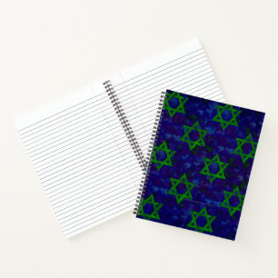 SlipperyJoe's Hanukkah green rows Stars of David c Notebook