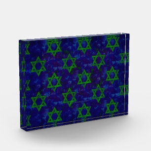 SlipperyJoe's Hanukkah green rows Stars of David c Photo Block