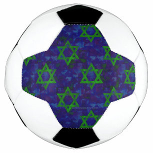 SlipperyJoe's Hanukkah green rows Stars of David c Soccer Ball