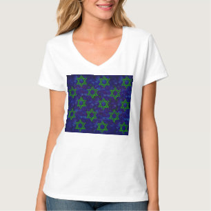 SlipperyJoe's Hanukkah green rows Stars of David c T-Shirt