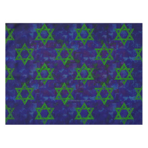 SlipperyJoe's Hanukkah green rows Stars of David c Tablecloth