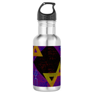 SlipperyJoe's Hanukkah-themed image golden yellow  532 Ml Water Bottle