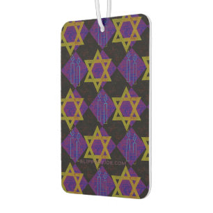 SlipperyJoe's Hanukkah-themed image golden yellow Car Air Freshener