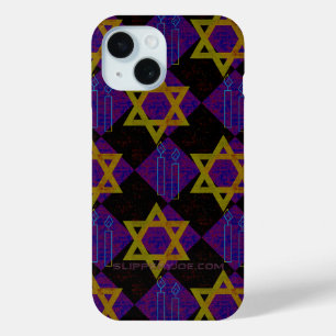 SlipperyJoe's Hanukkah-themed image golden yellow  iPhone 15 Case