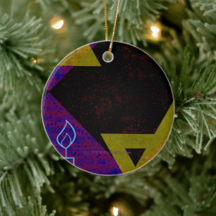 SlipperyJoe's Hanukkah-themed image golden yellow  Ceramic Tree Decoration
