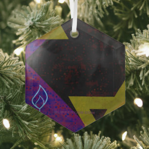 SlipperyJoe's Hanukkah-themed image golden yellow Glass Tree Decoration