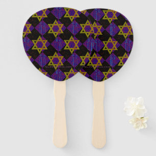 SlipperyJoe's Hanukkah-themed image golden yellow  Hand Fan