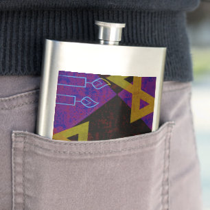 SlipperyJoe's Hanukkah-themed image golden yellow  Hip Flask