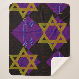 SlipperyJoe's Hanukkah-themed image golden yellow  Sherpa Blanket