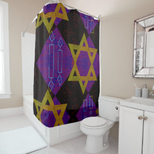 SlipperyJoe's Hanukkah-themed image golden yellow  Shower Curtain