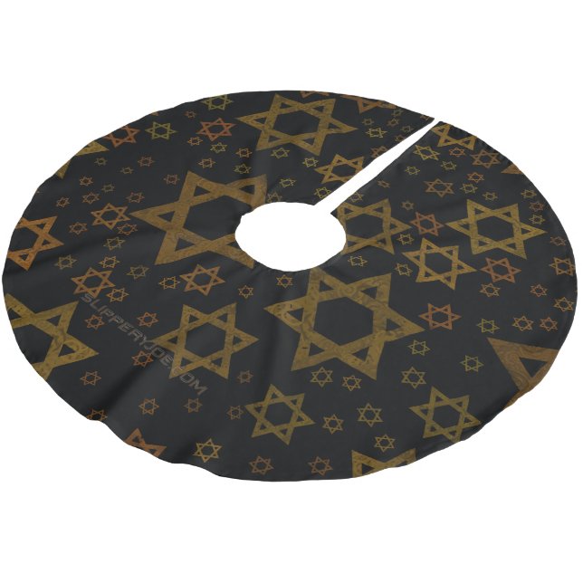 SlipperyJoe's Hanukkah-themed Star David artistic  Brushed Polyester Tree Skirt (Angled)