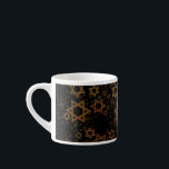 SlipperyJoe's Hanukkah-themed Star David artistic  Espresso Cup<br><div class="desc">SlipperyJoe's Hanukkah-themed Star David artistic candlelight festive glow light and resilience themes modern reverent for Jewish holidays varying sizes metallic tones gold bronze deep brown rich black background evokes Hebrew tradition elegance symmetrical pattern gifts decorations rhythmic ceremonial visual flow significant symbol religion</div>