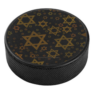 SlipperyJoe's Hanukkah-themed Star David artistic Hockey Puck