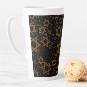 SlipperyJoe's Hanukkah-themed Star David artistic  Latte Mug